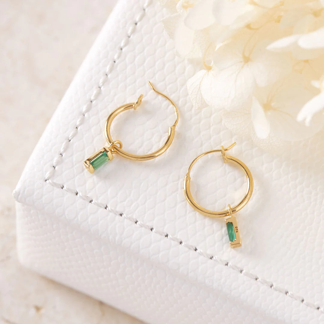 Lumen Green Onyx Hoops Gold