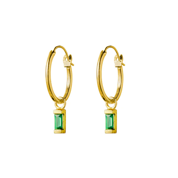 Lumen Green Onyx Hoops Gold