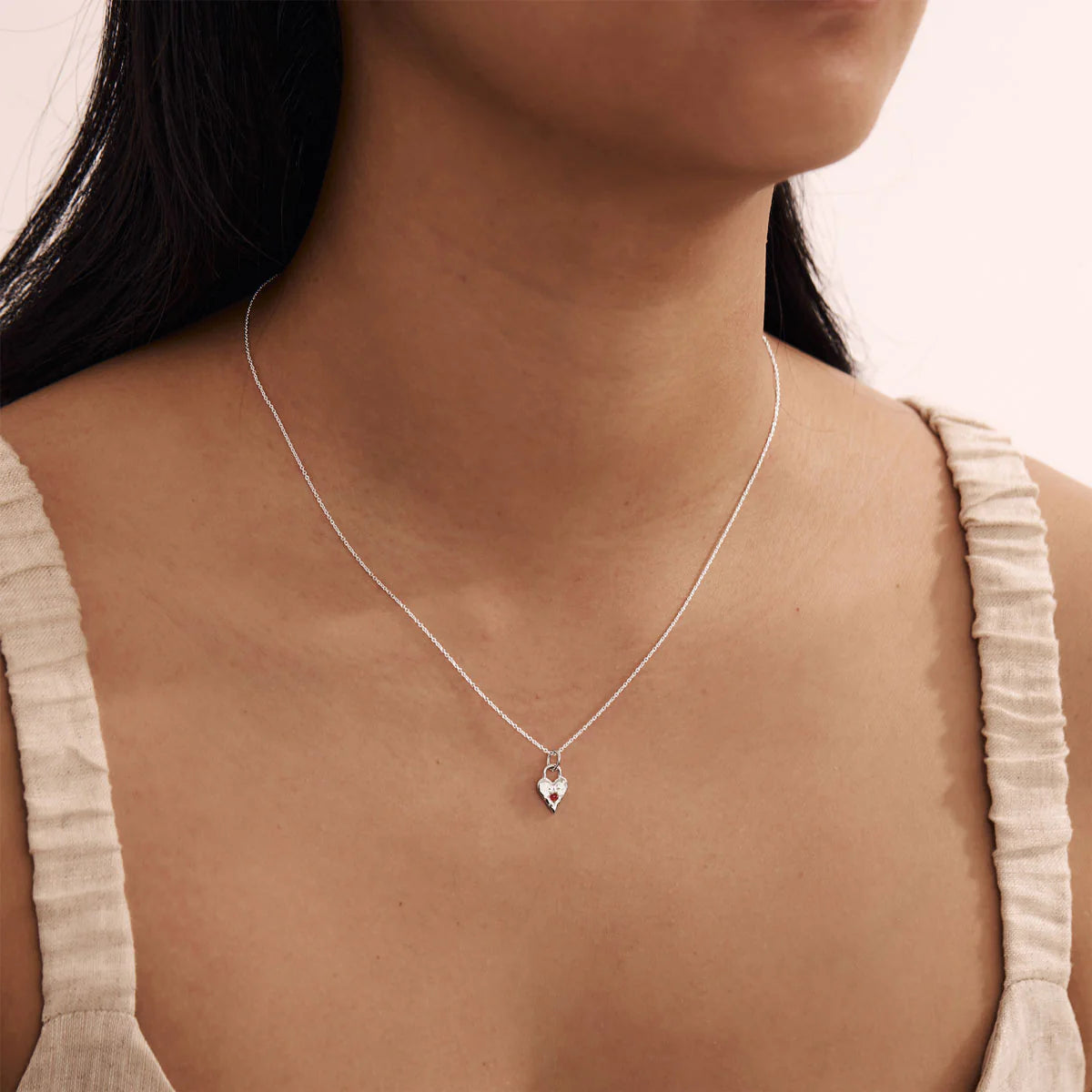 Love Heart Garnet Necklace