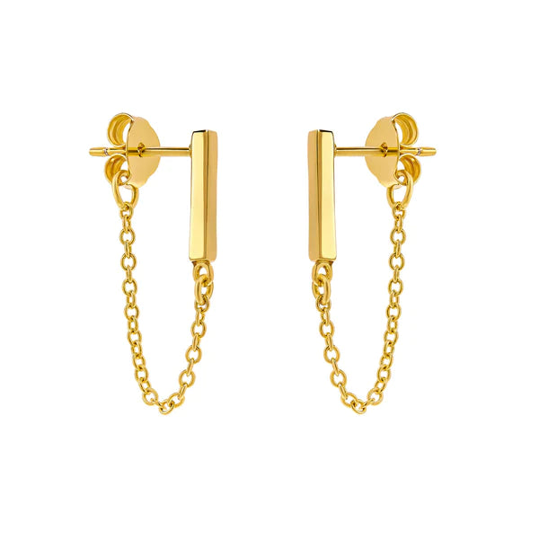 Bar and Chain Studs - Gold