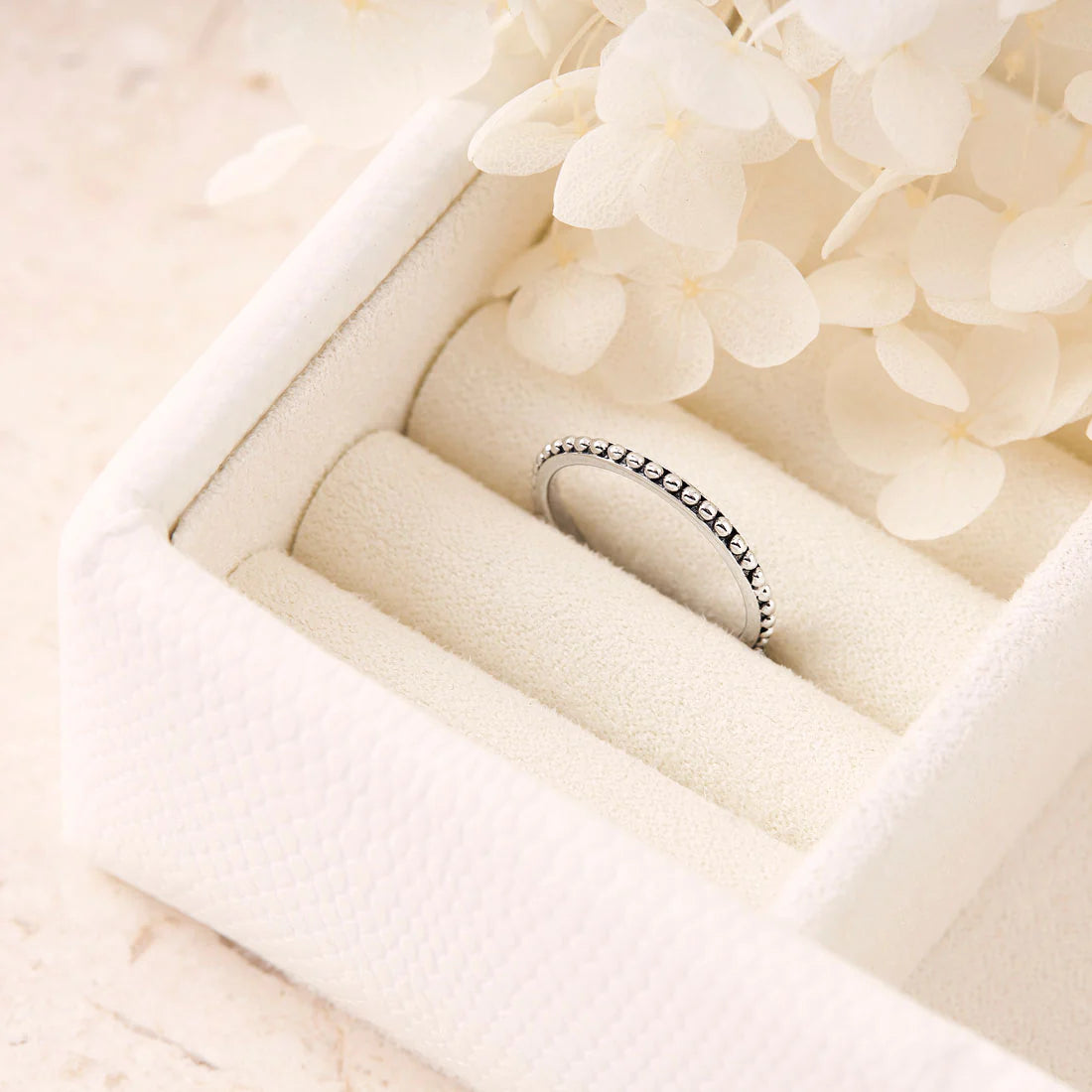 Beaded Stacker Ring - Silver