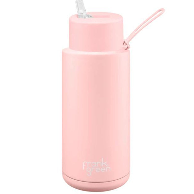 Ceramic Reusable Bottle with Straw lid 1L Blush