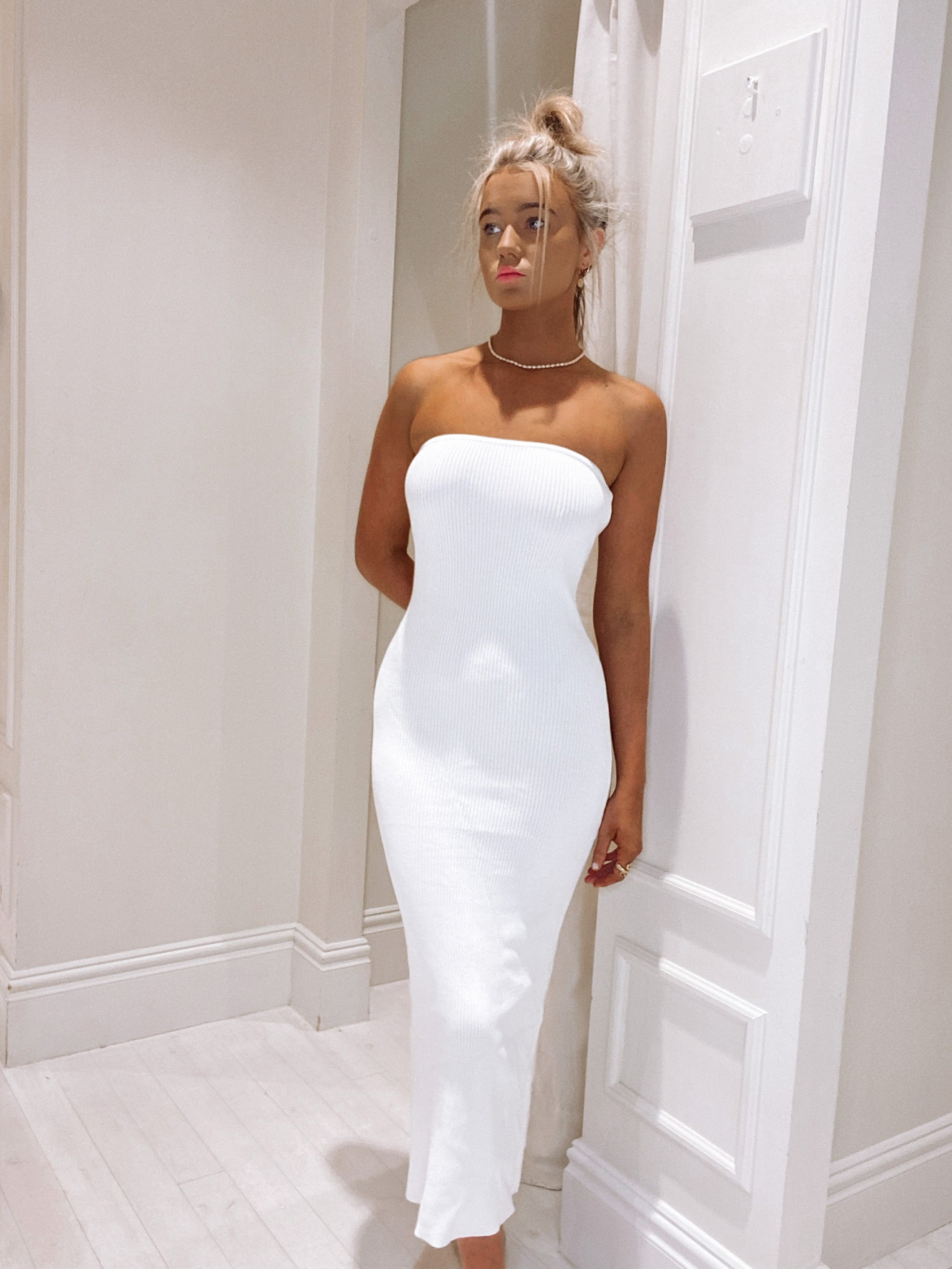 Esther Knit Midi Dress - White