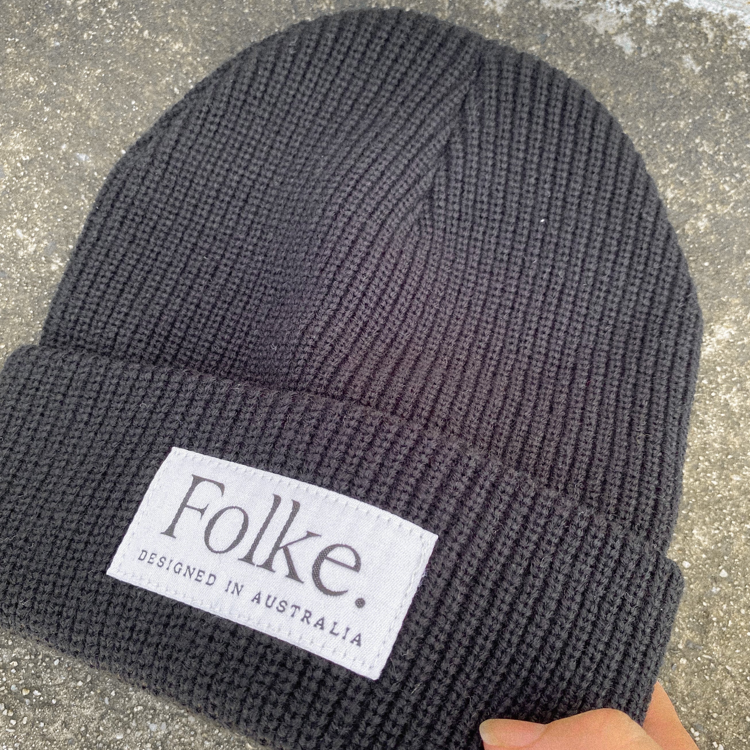 Folke Beanie - Black Cable knit