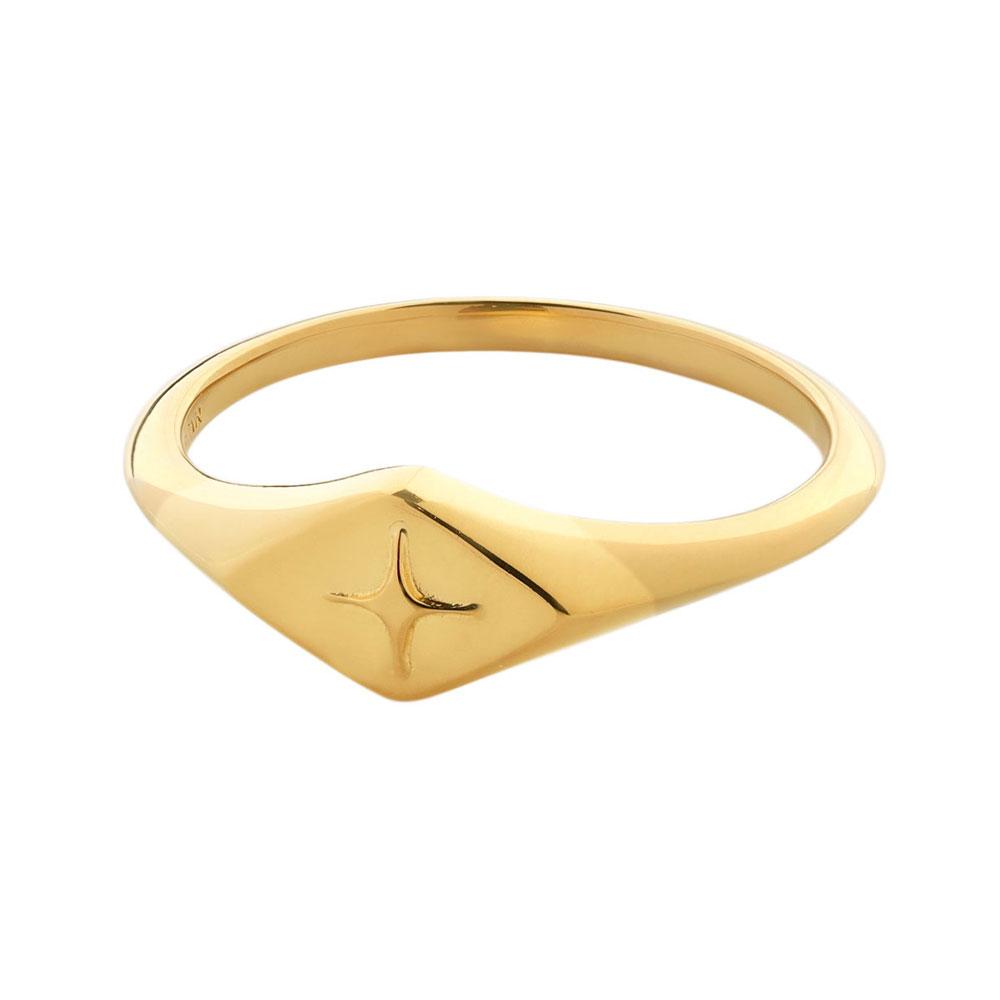 Celestial Diamond Signet Ring - Gold