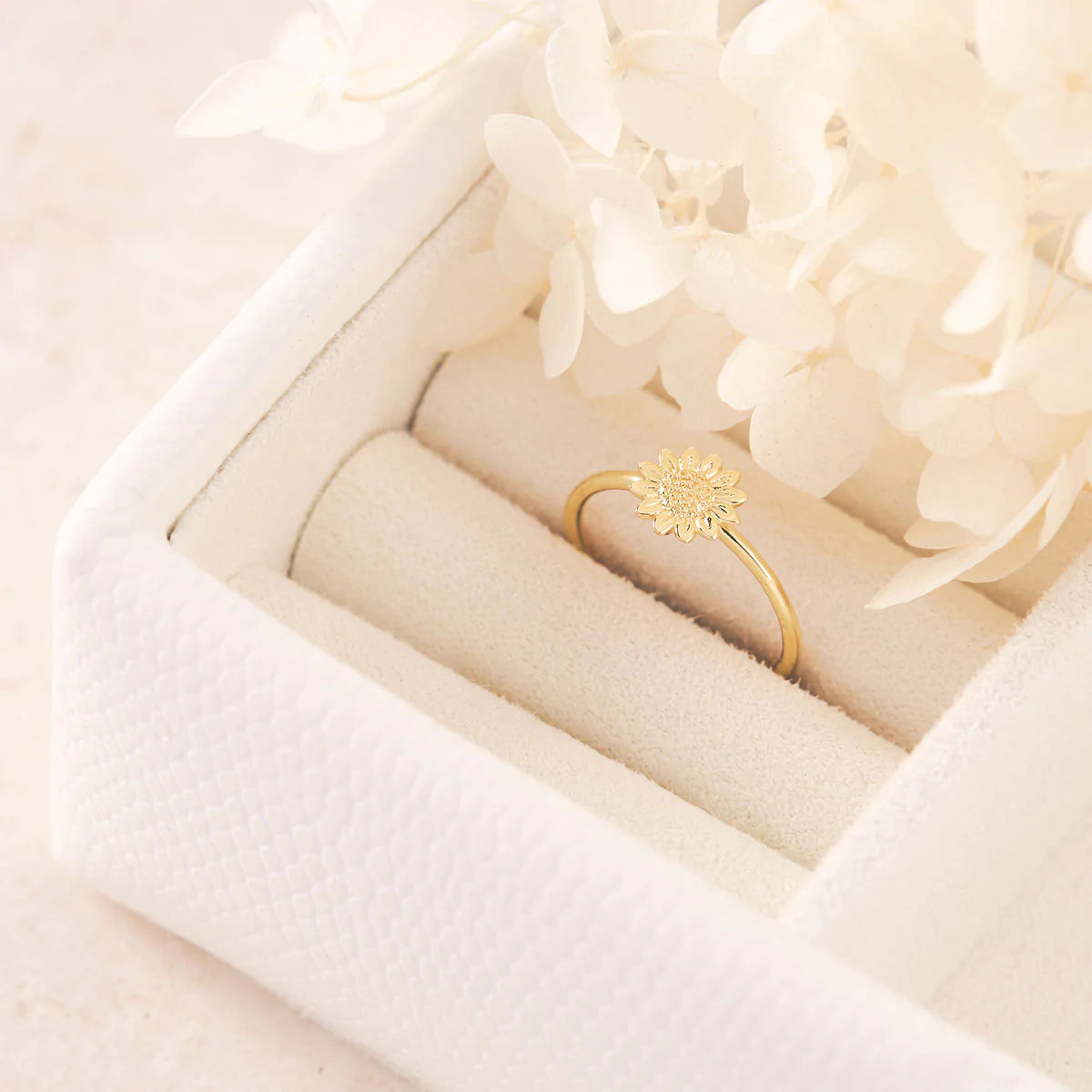 Delicate Gold Sunflower Ring